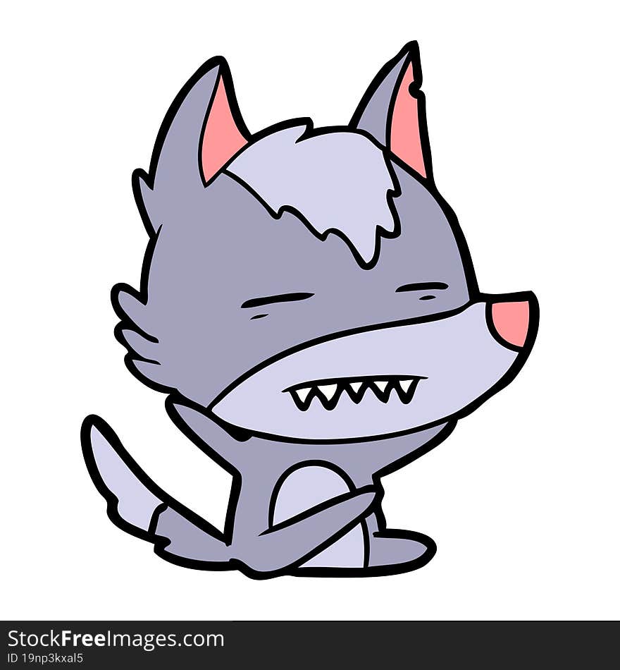 cartoon wolf showing teeth. cartoon wolf showing teeth