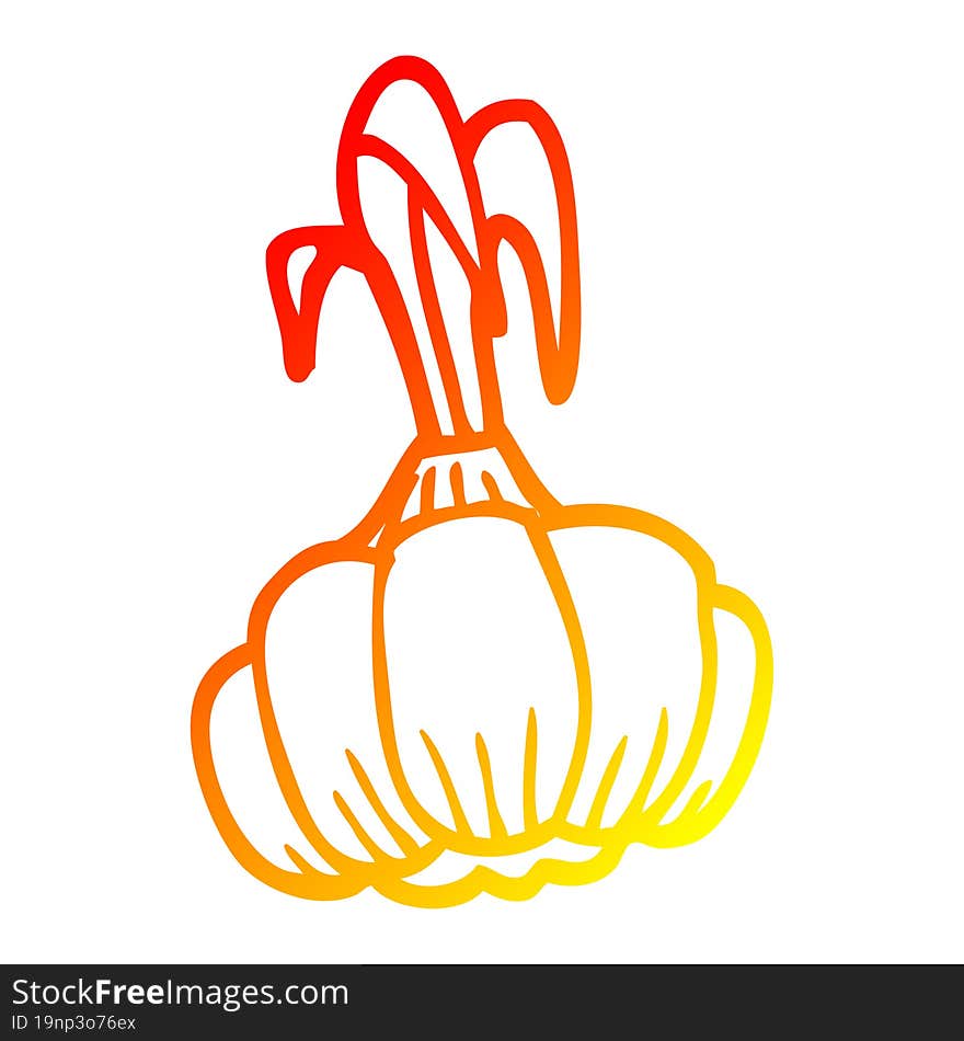 warm gradient line drawing cartoon sprouting garlic