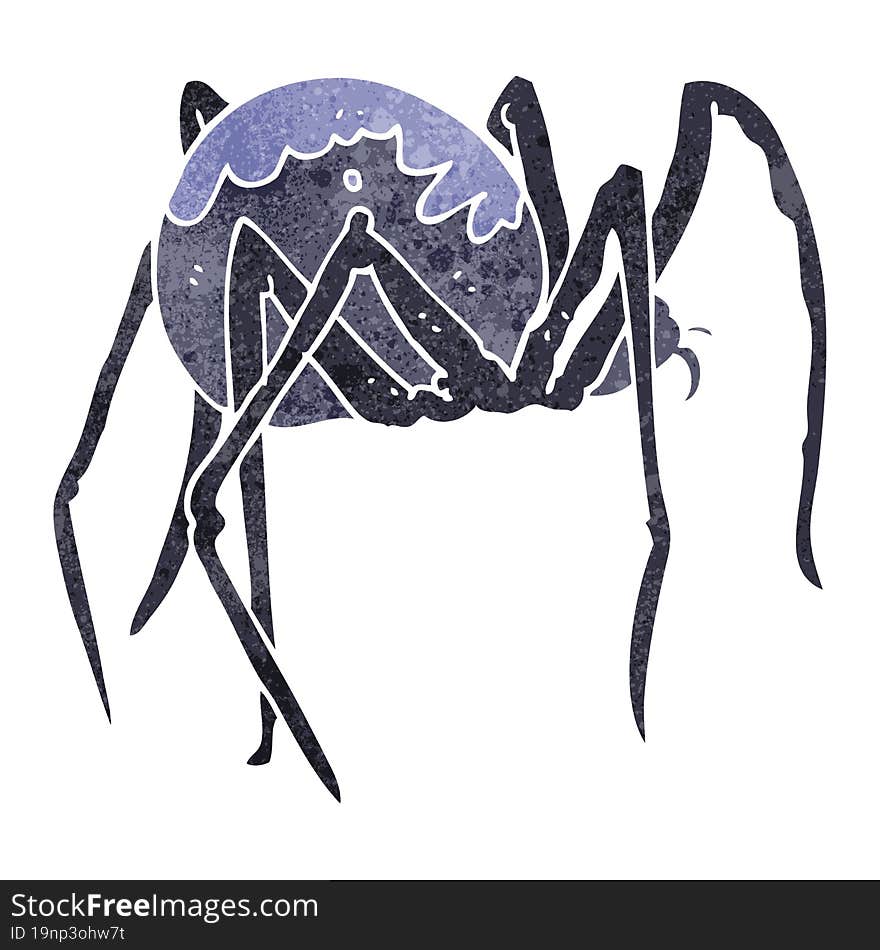 freehand retro cartoon creepy spider
