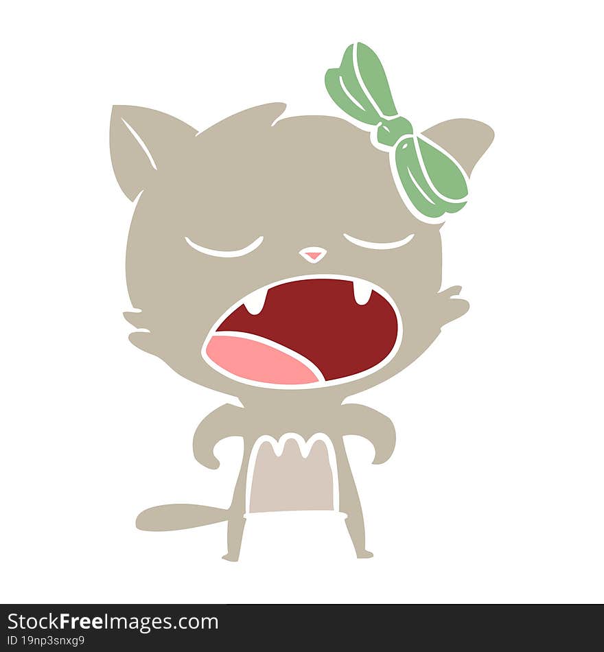 Flat Color Style Cartoon Cat Meowing