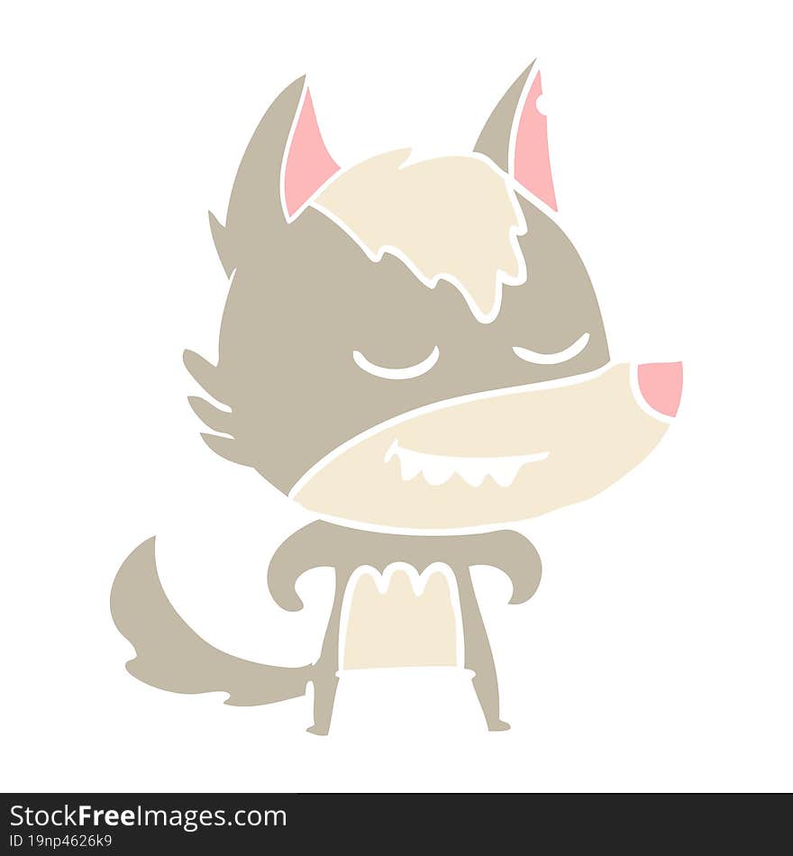 Friendly Flat Color Style Cartoon Wolf