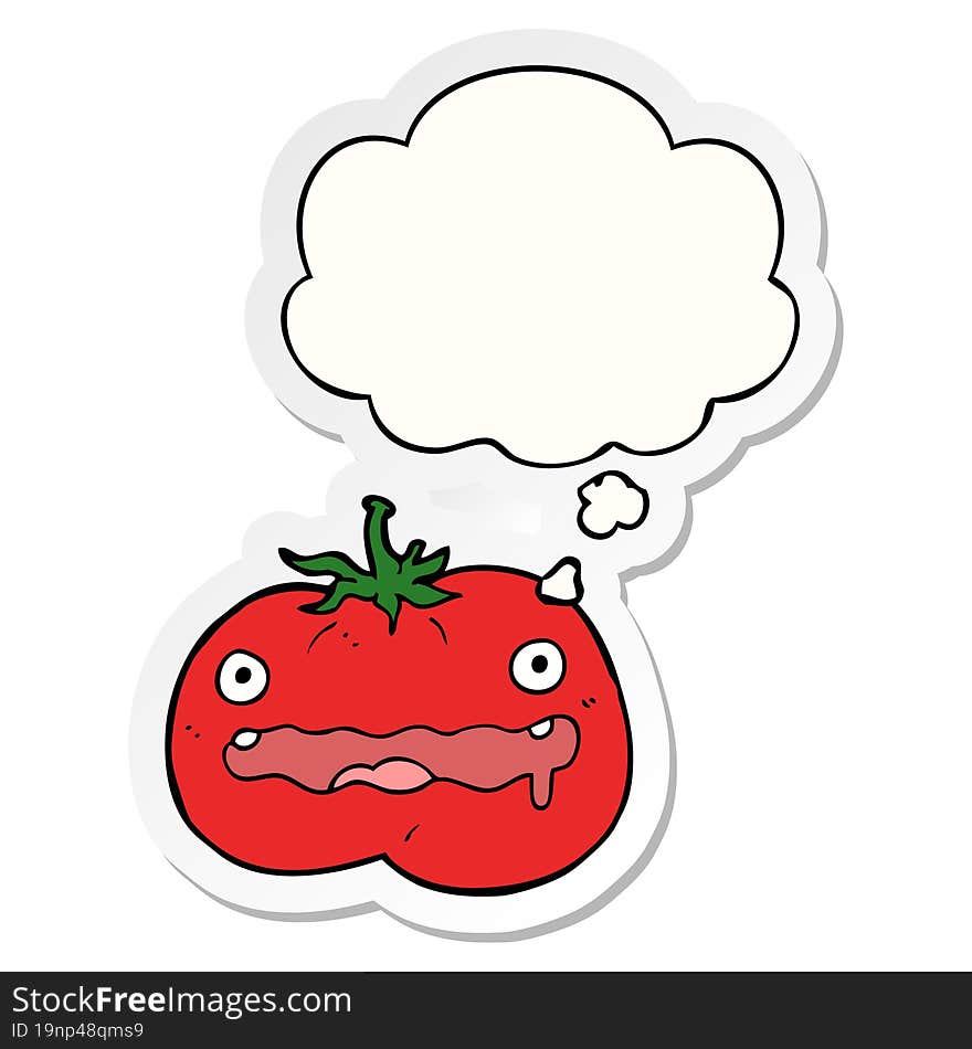 Cartoon Tomato And Thought Bubble As A Printed Sticker