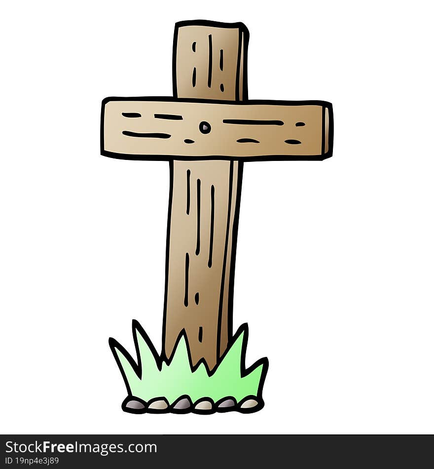 Vector Gradient Illustration Cartoon Wooden Cross