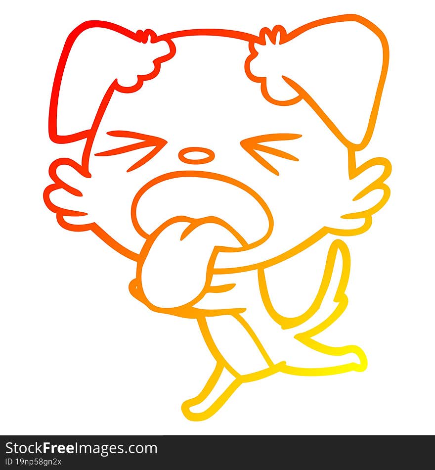 warm gradient line drawing cartoon panting dog