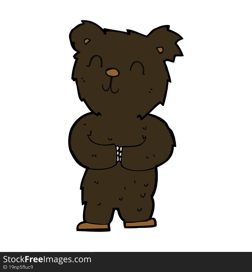 cartoon happy little black bear