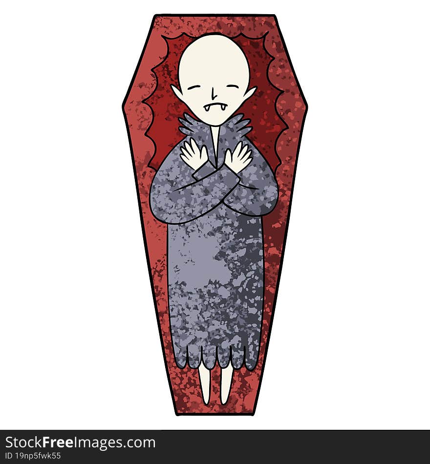 spooky cartoon vampire in coffin. spooky cartoon vampire in coffin