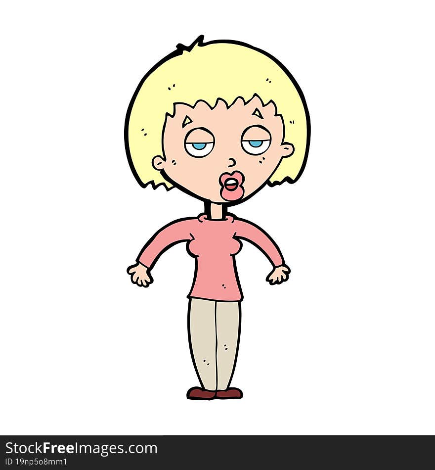 cartoon woman shrugging shoulders