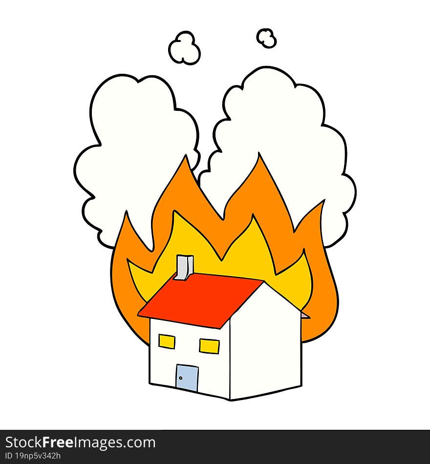 cartoon burning house. cartoon burning house