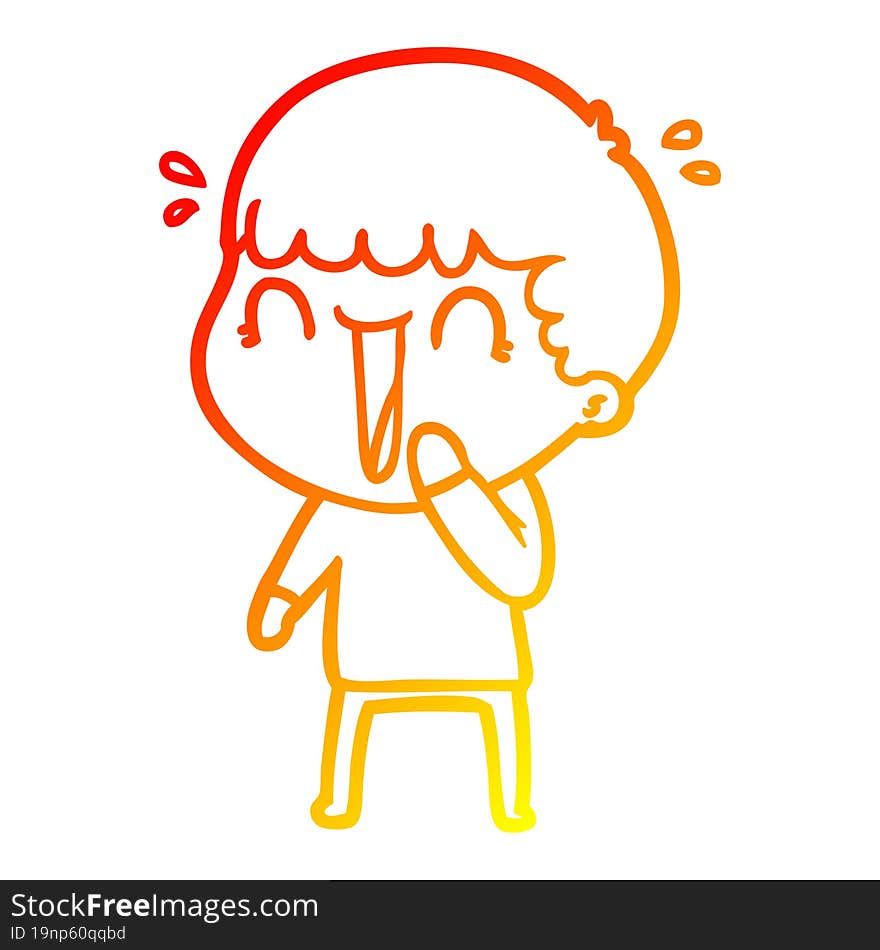 Warm Gradient Line Drawing Laughing Cartoon Man