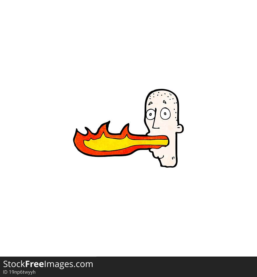 cartoon man breathing fire