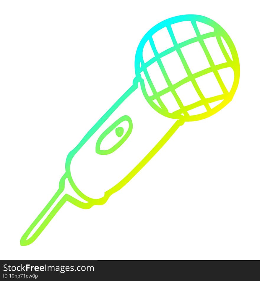 cold gradient line drawing of a cartoon microphone