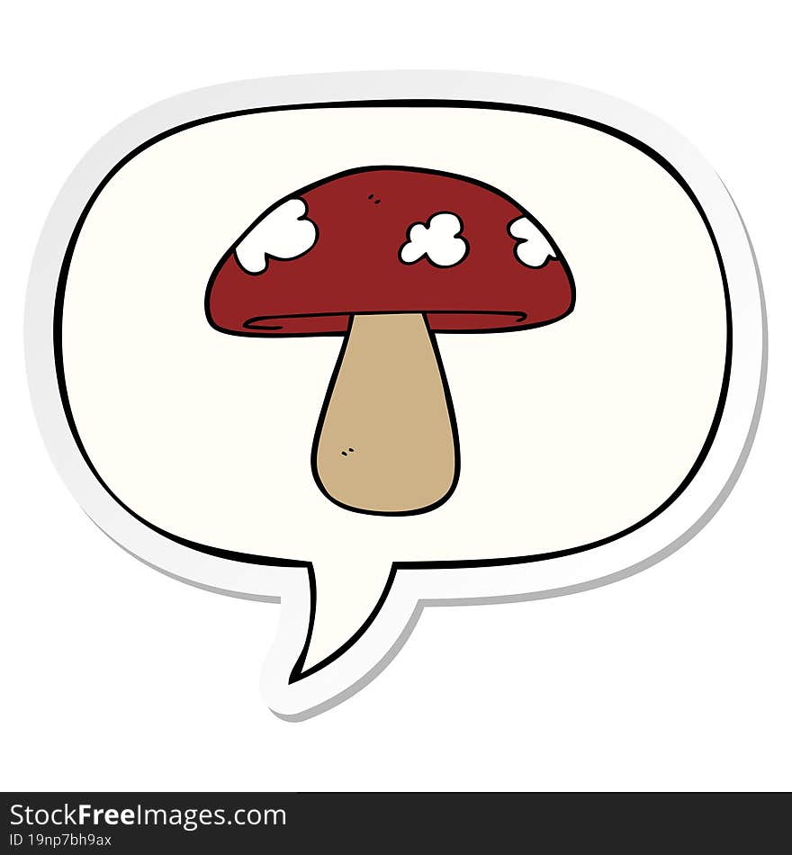 cartoon mushroom and speech bubble sticker