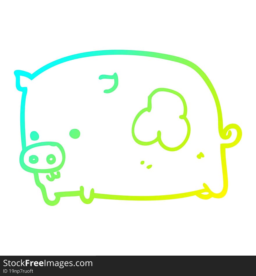 cold gradient line drawing cartoon pig