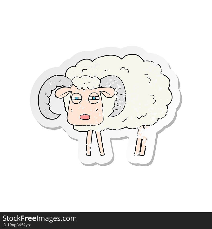 retro distressed sticker of a cartoon ram