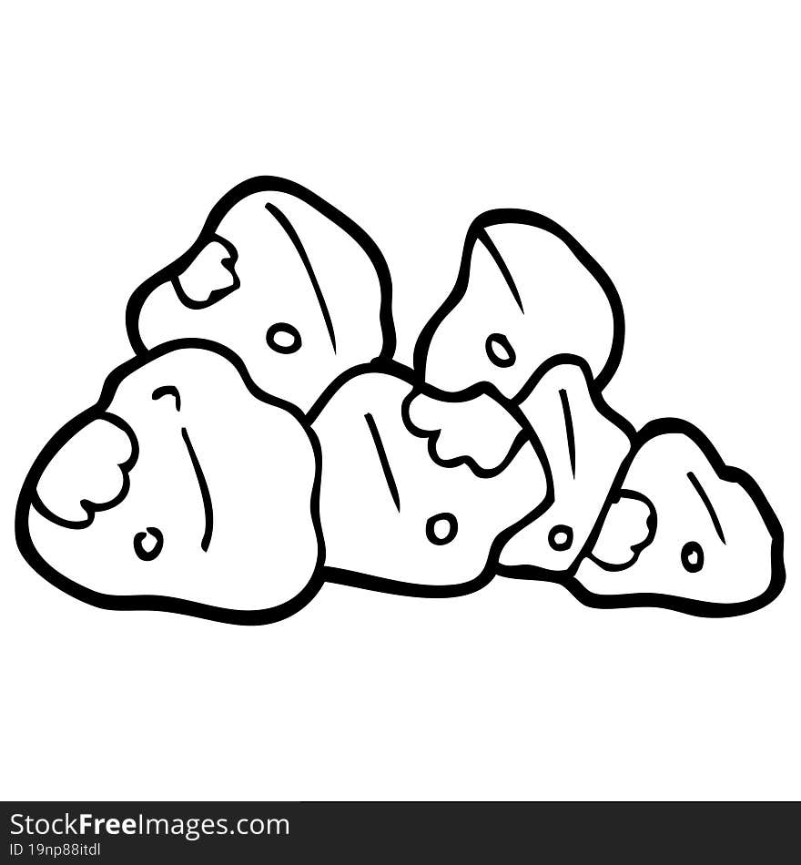 line drawing cartoon boulders