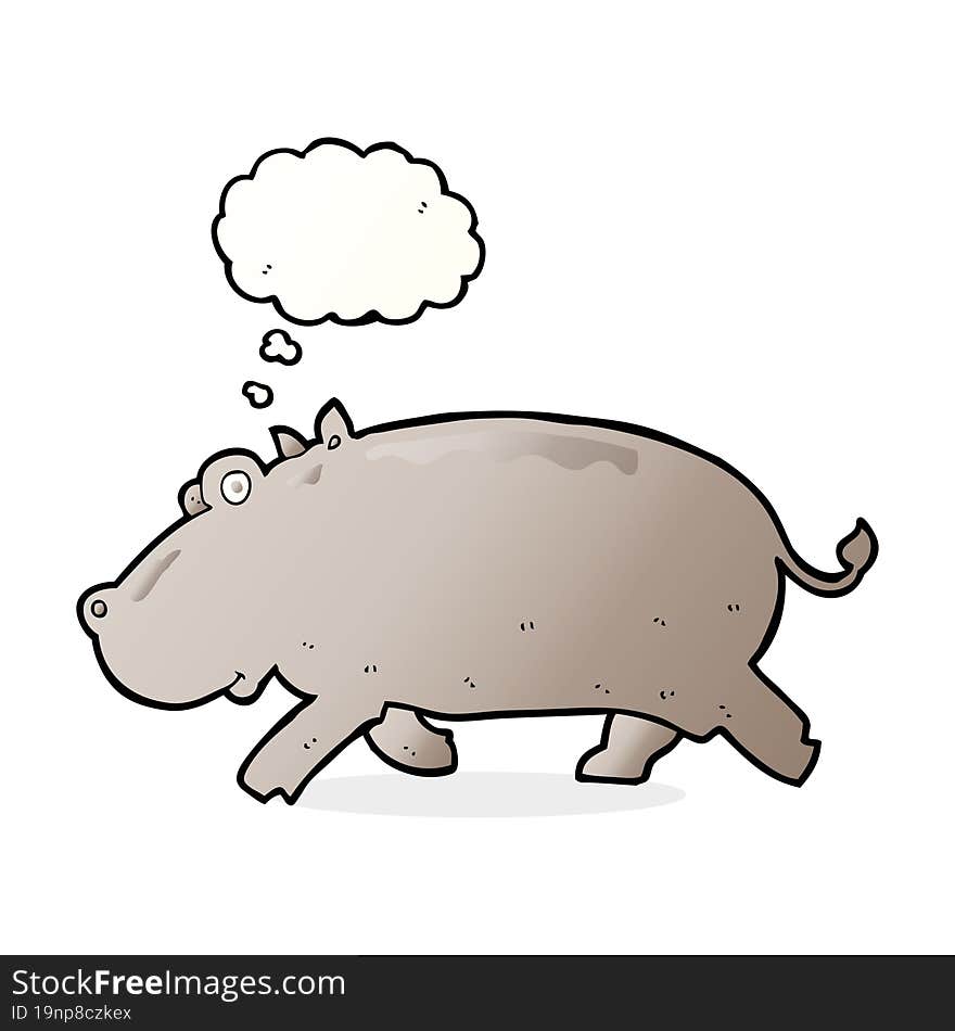 cartoon hippopotamus with thought bubble