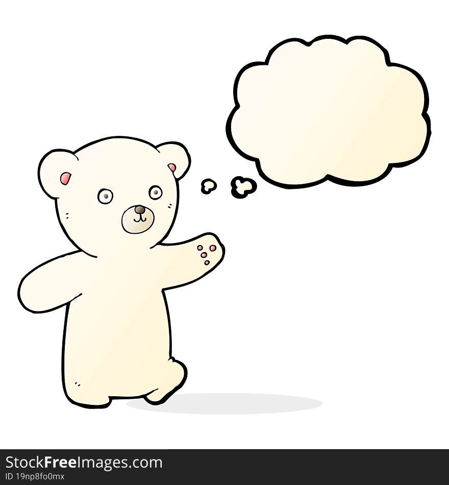 cartoon polar bear cub with thought bubble