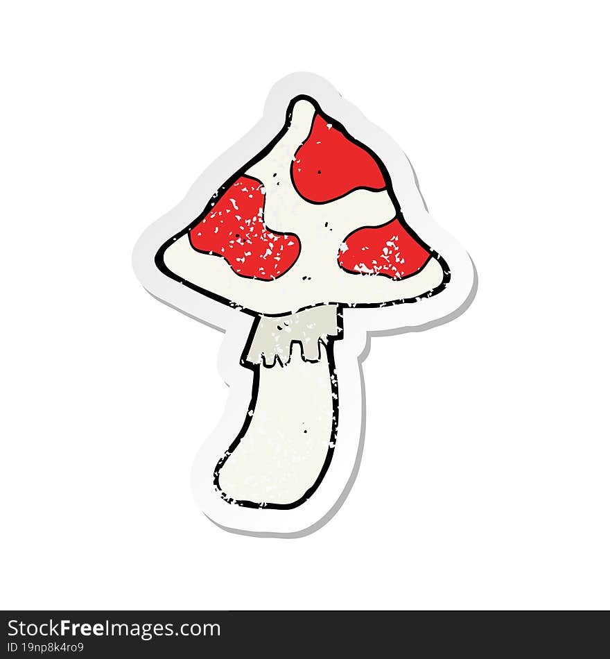 retro distressed sticker of a cartoon toadstool