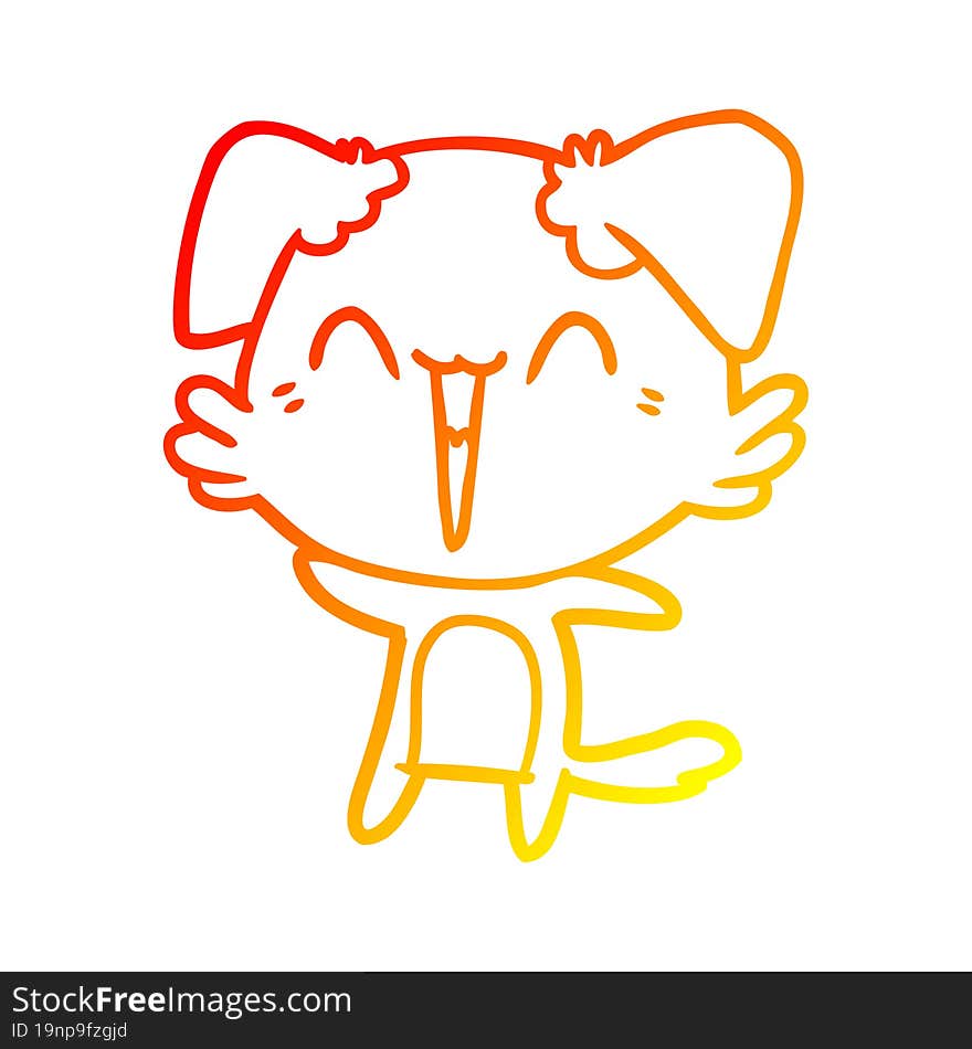 warm gradient line drawing happy little dog cartoon