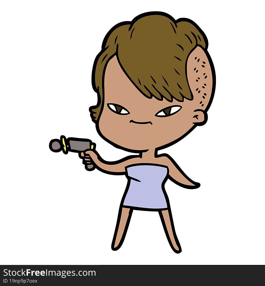 cute cartoon girl with hipster haircut. cute cartoon girl with hipster haircut