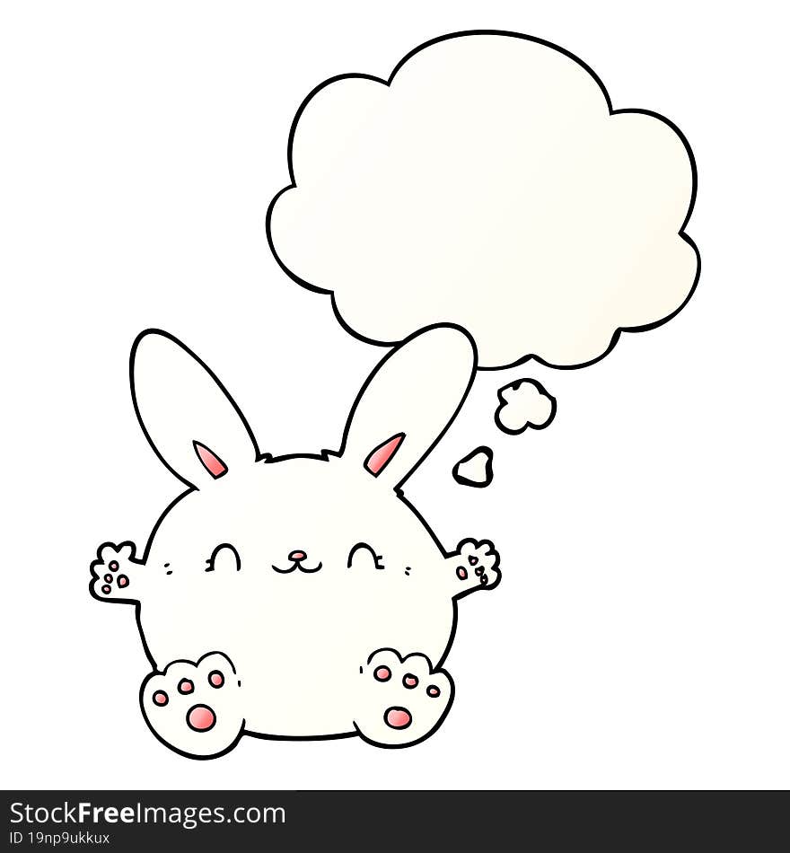 cute cartoon rabbit with thought bubble in smooth gradient style