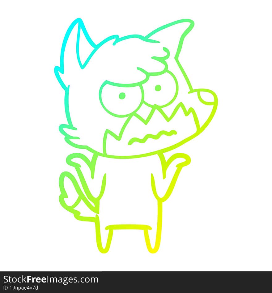 cold gradient line drawing cartoon annoyed fox