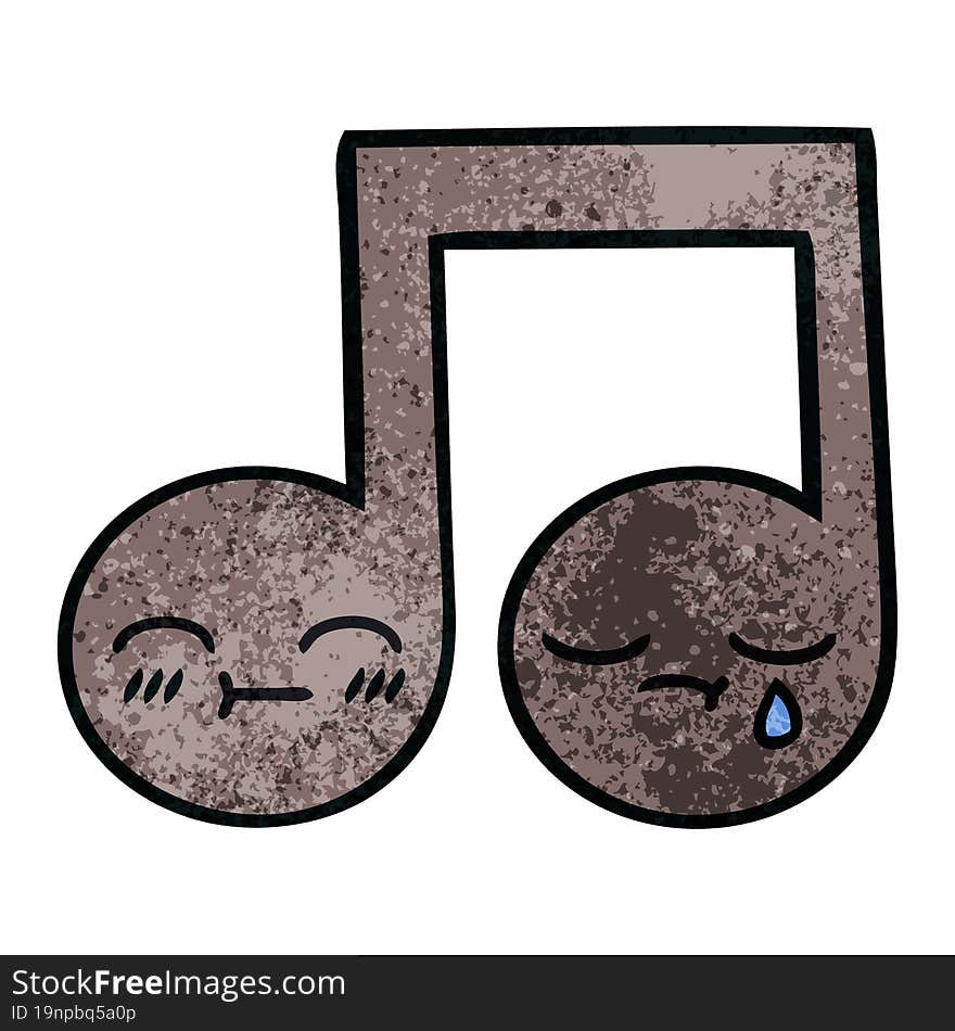 retro grunge texture cartoon musical note