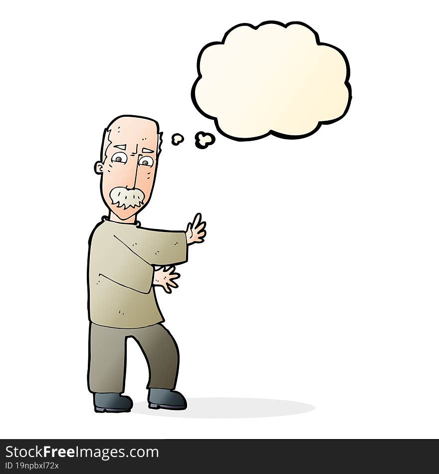 cartoon angry old man with thought bubble