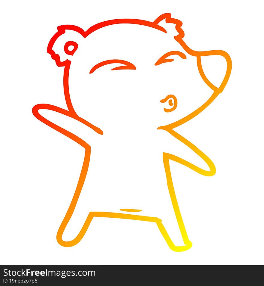 Warm Gradient Line Drawing Cartoon Whistling Bear