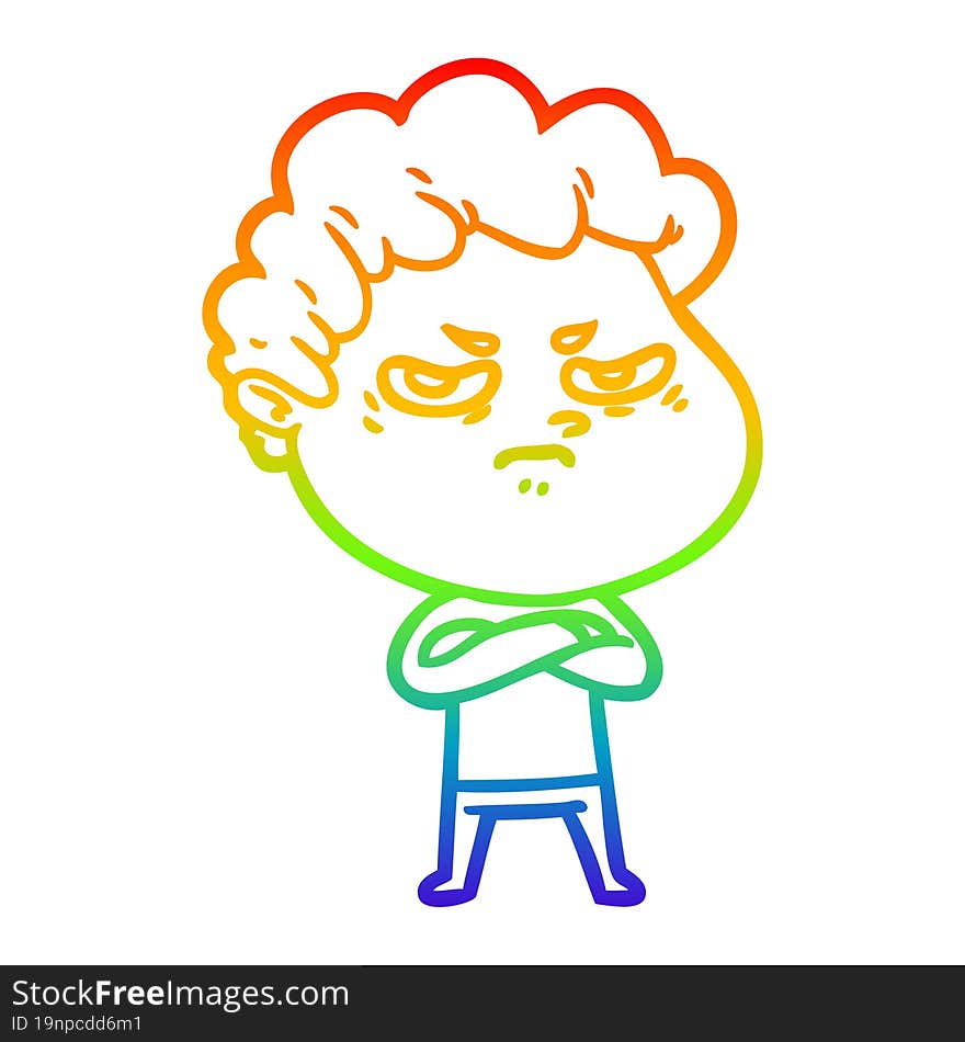 rainbow gradient line drawing cartoon angry man