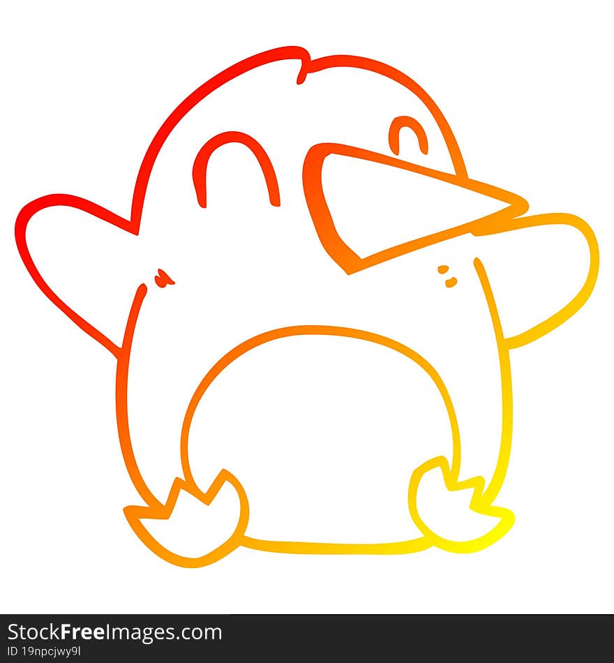 warm gradient line drawing cartoon christmas penguin