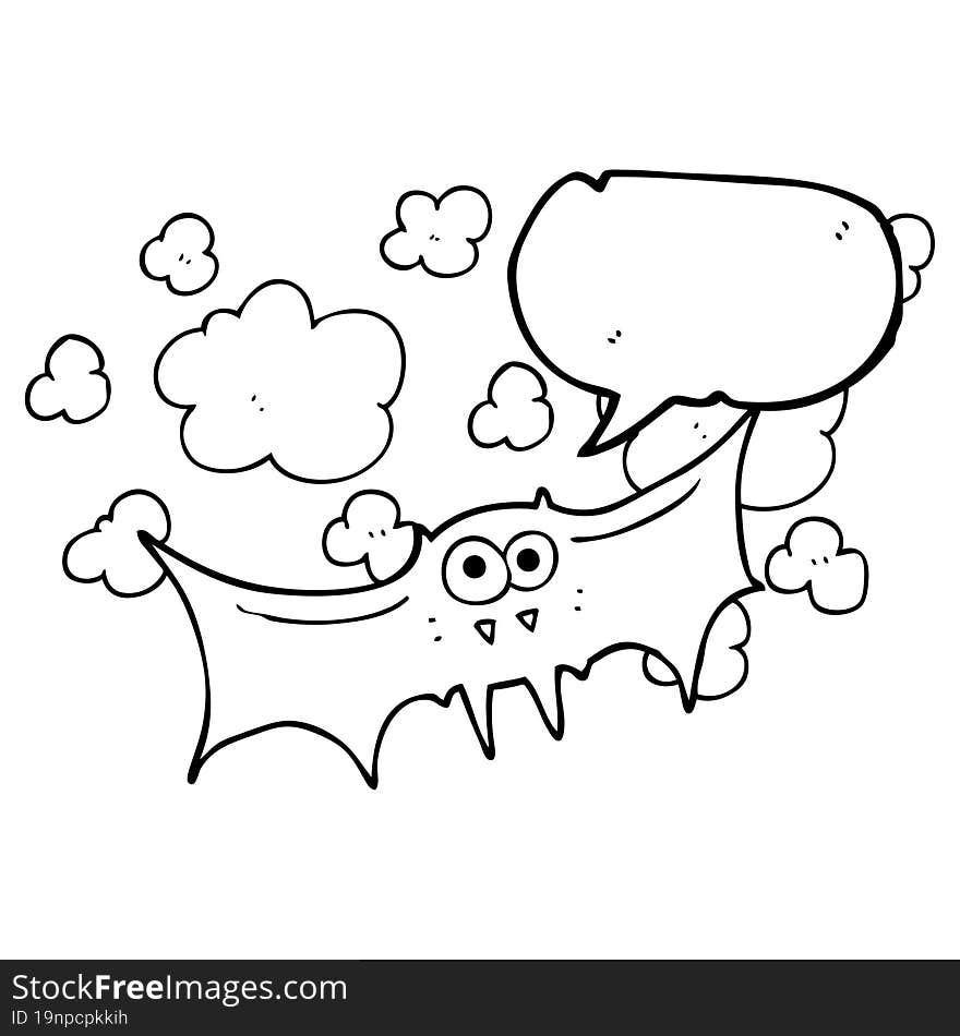 Speech Bubble Cartoon Vampire Bat