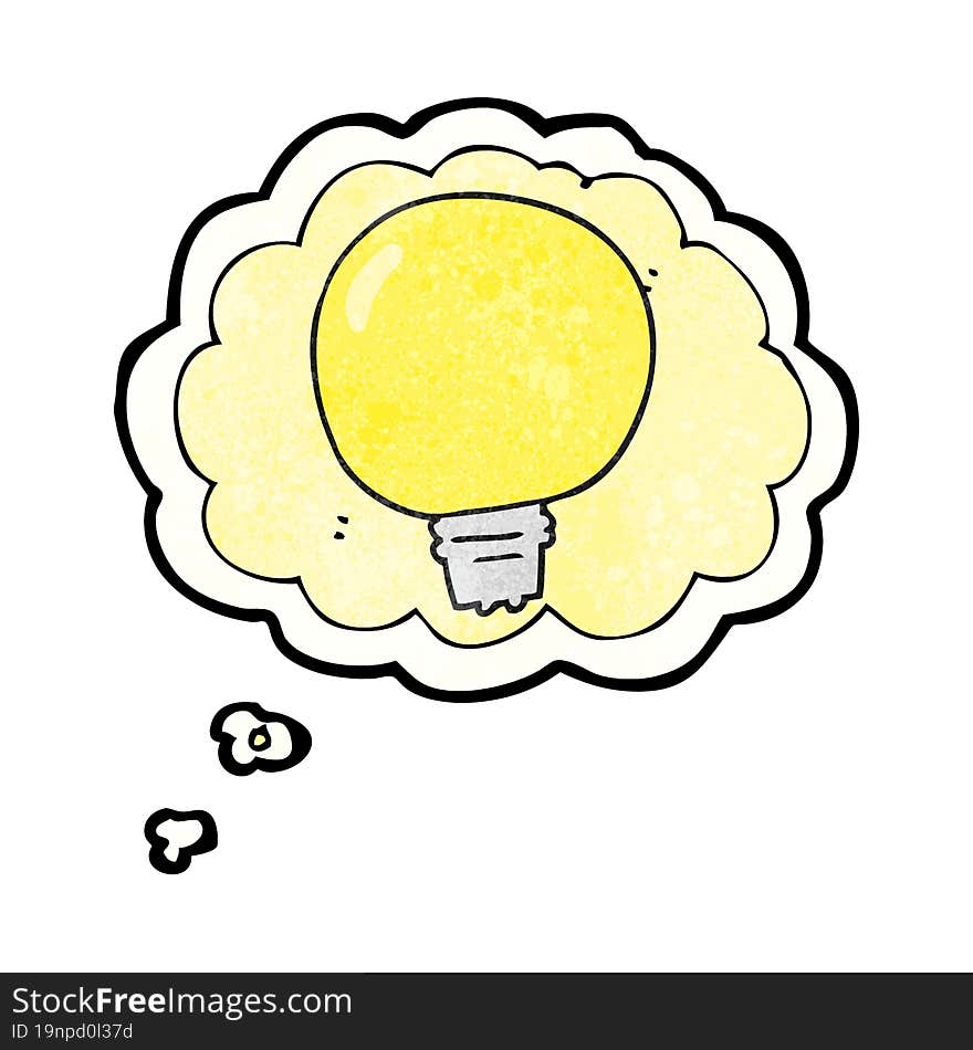 thought bubble textured cartoon light bulb