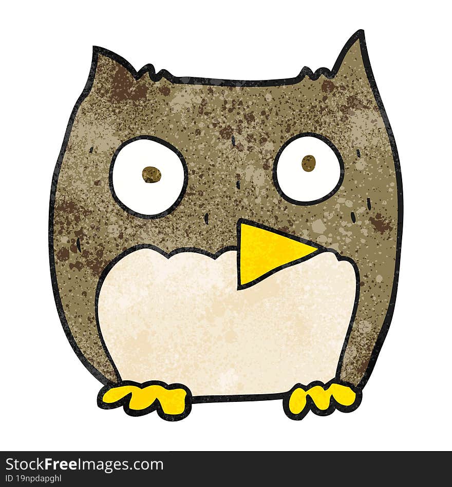 freehand textured cartoon owl