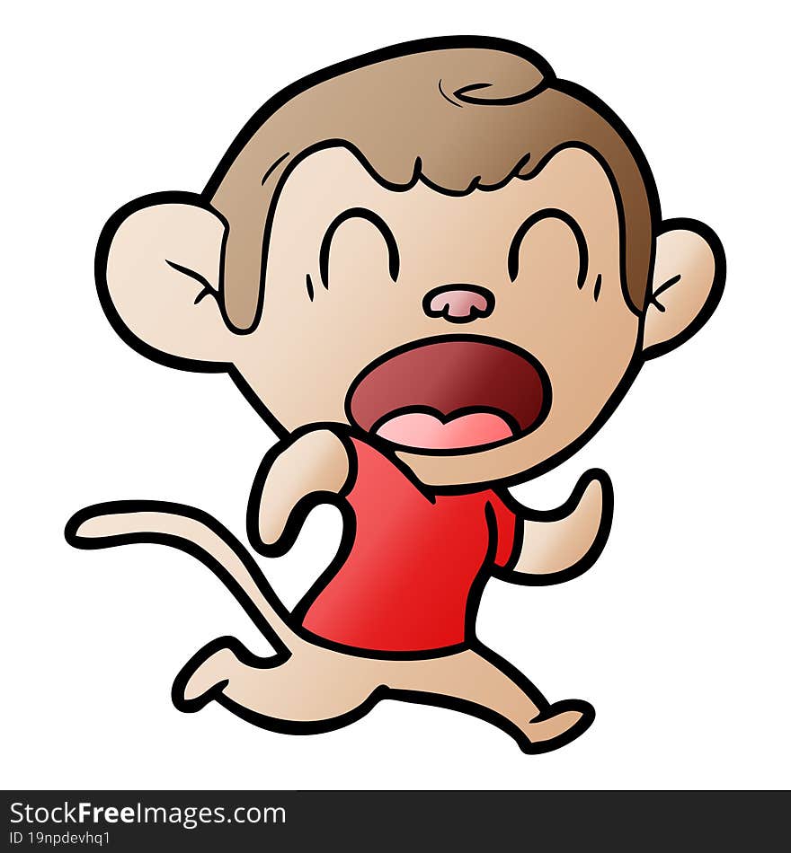 shouting cartoon monkey running. shouting cartoon monkey running