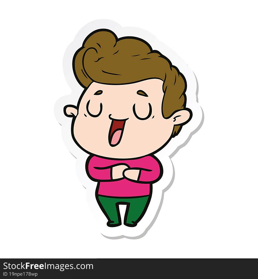 sticker of a happy cartoon man