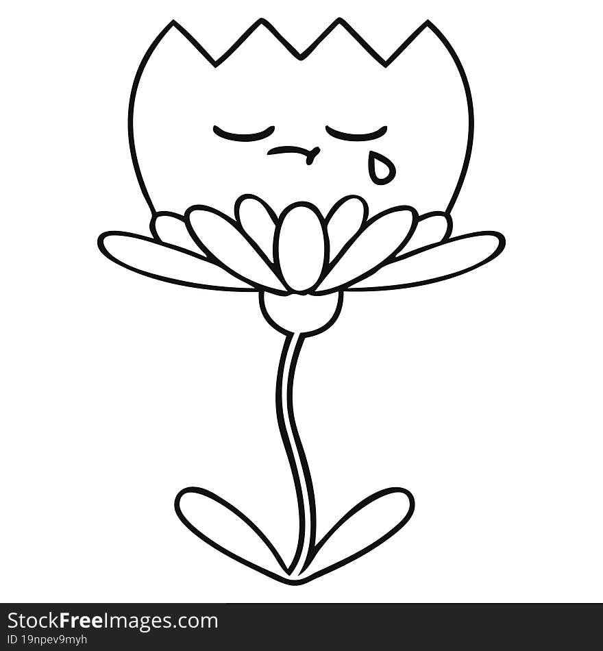 line drawing cartoon of a flower. line drawing cartoon of a flower