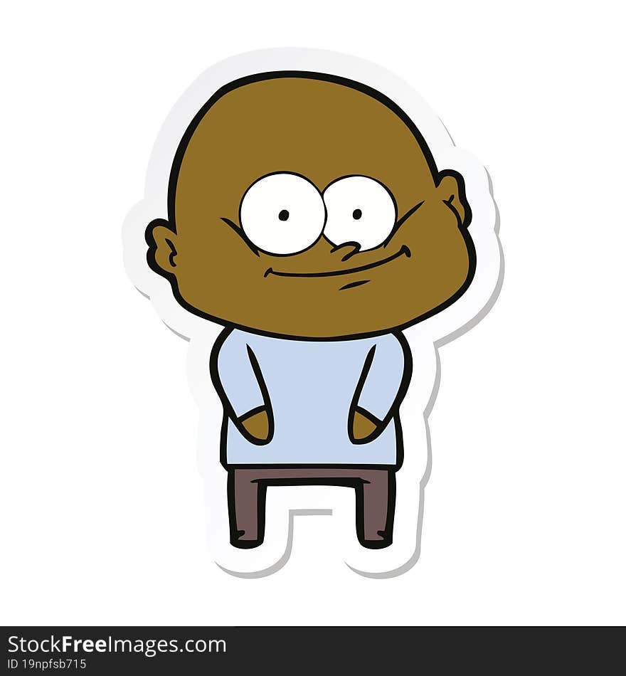 Sticker Of A Cartoon Bald Man Staring