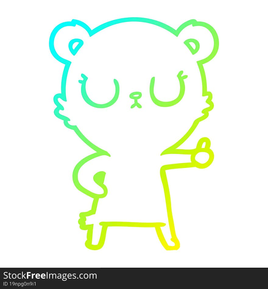 Cold Gradient Line Drawing Peaceful Cartoon Bear Cub