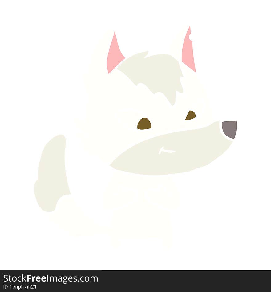 Friendly Flat Color Style Cartoon Wolf