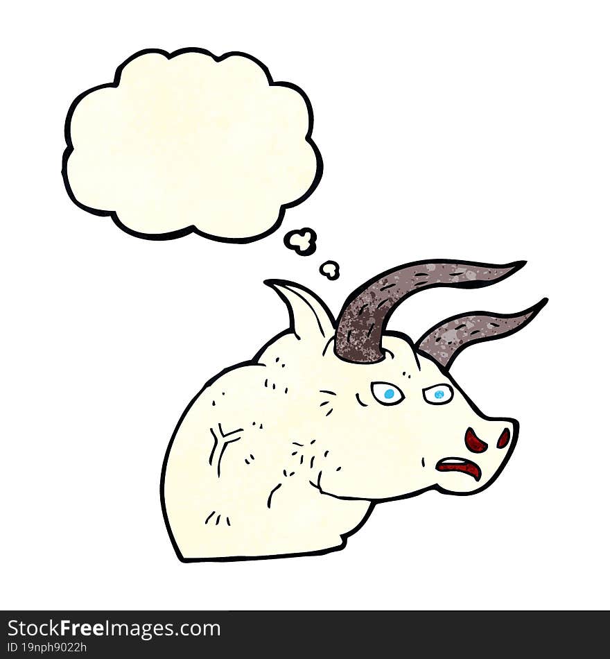 cartoon angry bull head with thought bubble