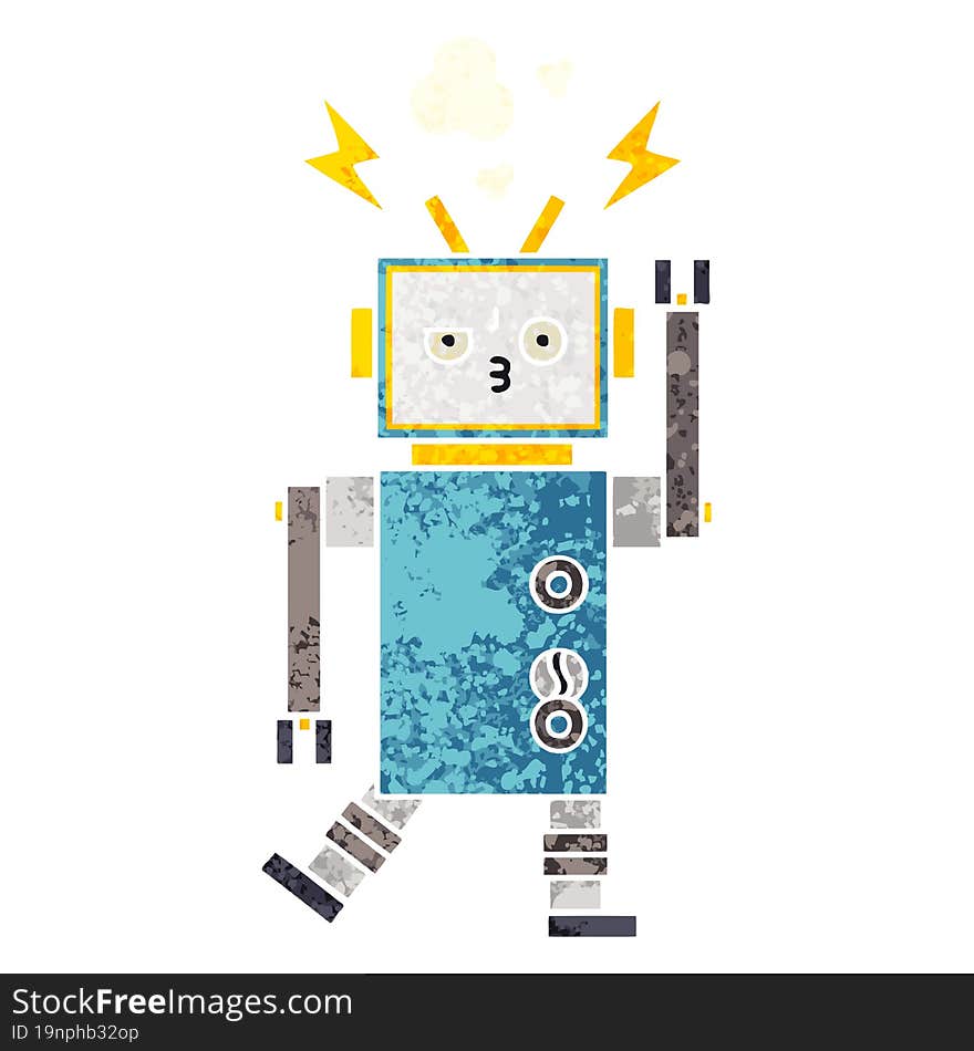 Retro Illustration Style Cartoon Robot