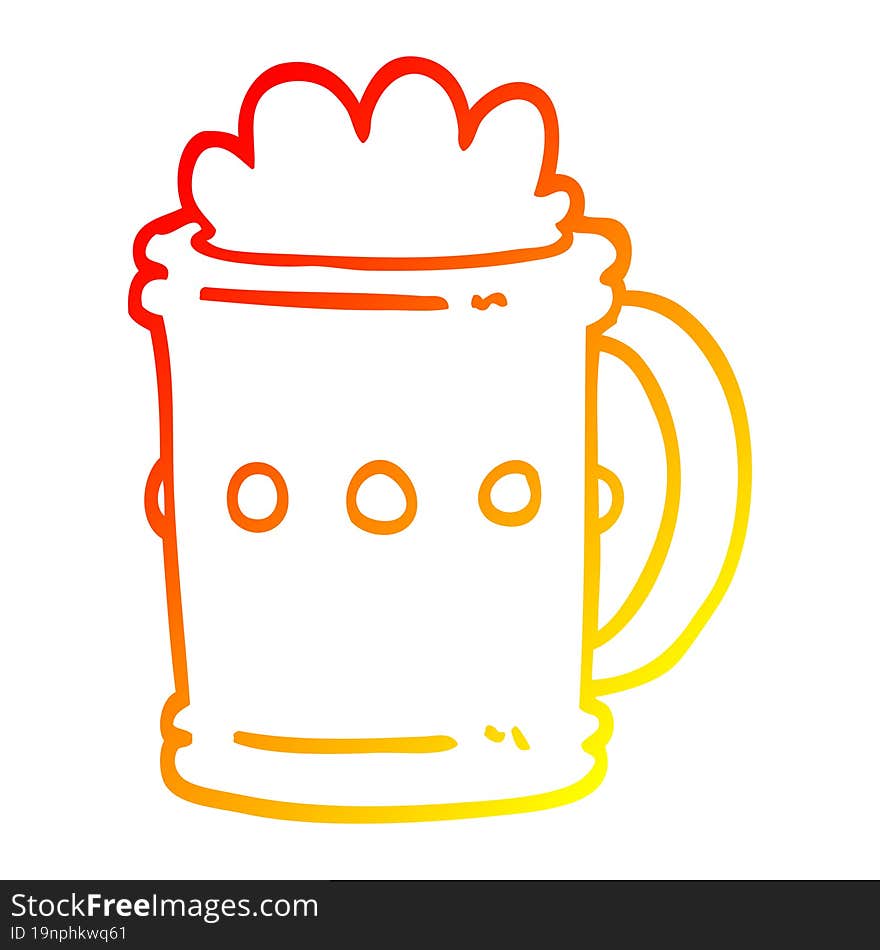 Warm Gradient Line Drawing Cartoon Beer Tankard