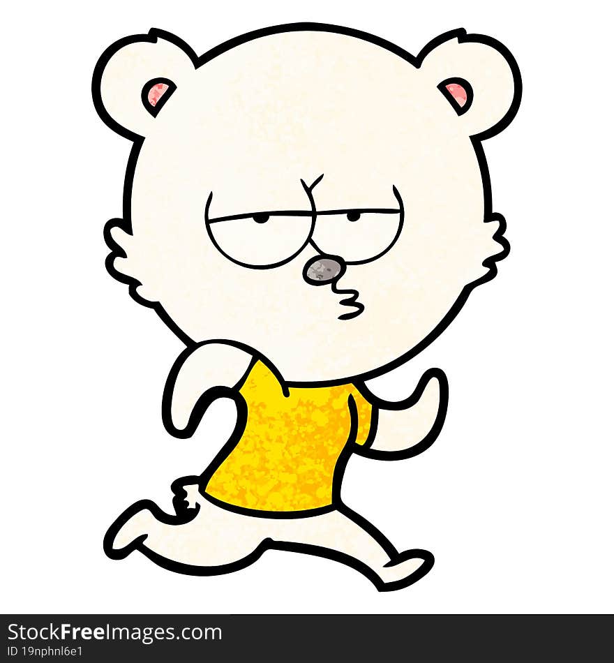 bored polar bear running cartoon. bored polar bear running cartoon