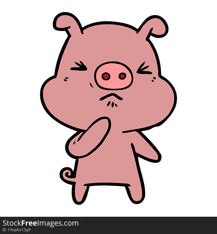 cartoon angry pig. cartoon angry pig