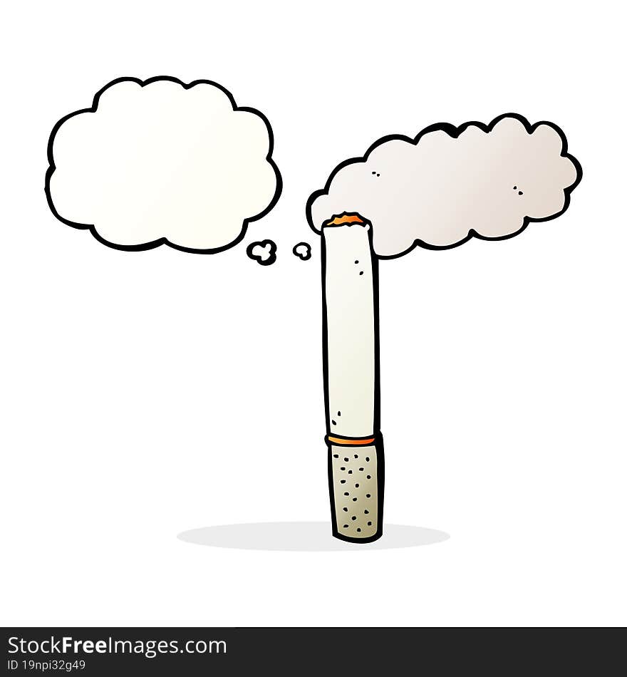 cartoon cigarette with thought bubble