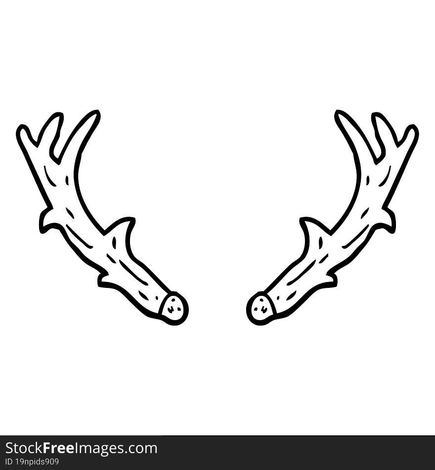 black and white cartoon antlers