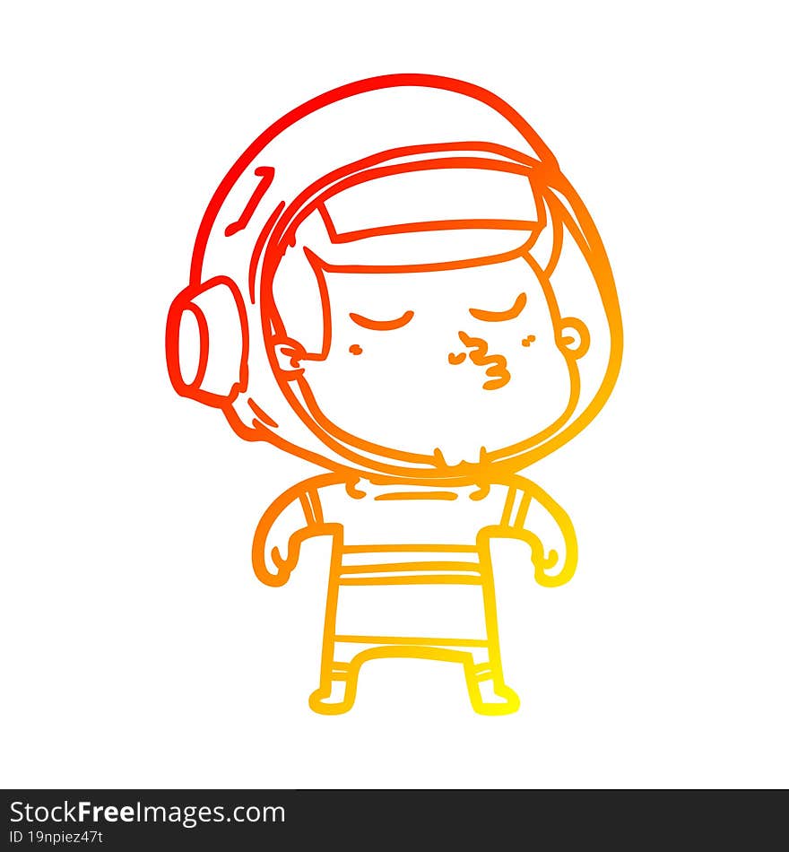 warm gradient line drawing cartoon confident astronaut