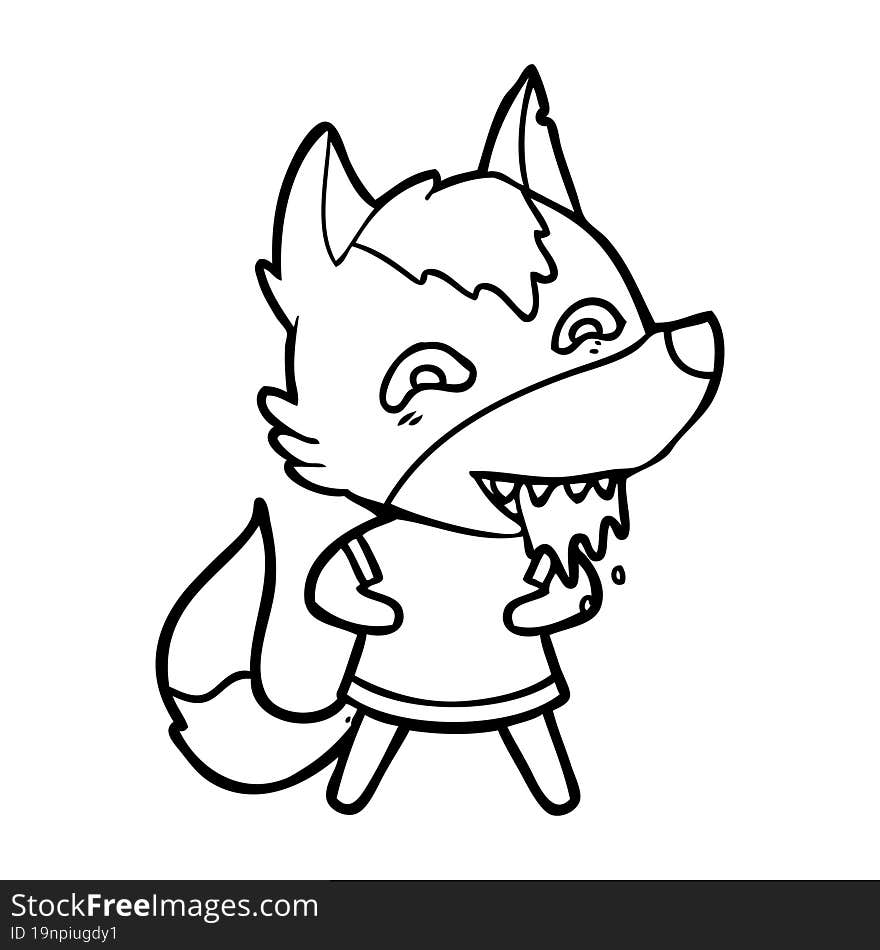 cartoon hungry wolf. cartoon hungry wolf