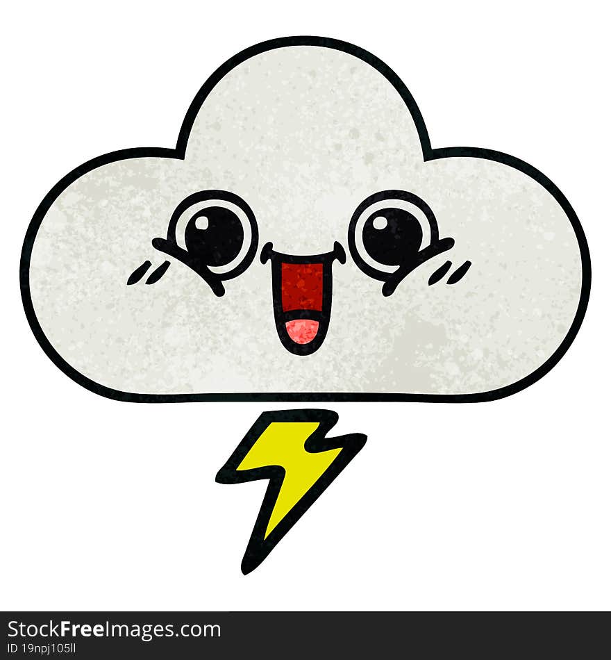 retro grunge texture cartoon of a storm cloud